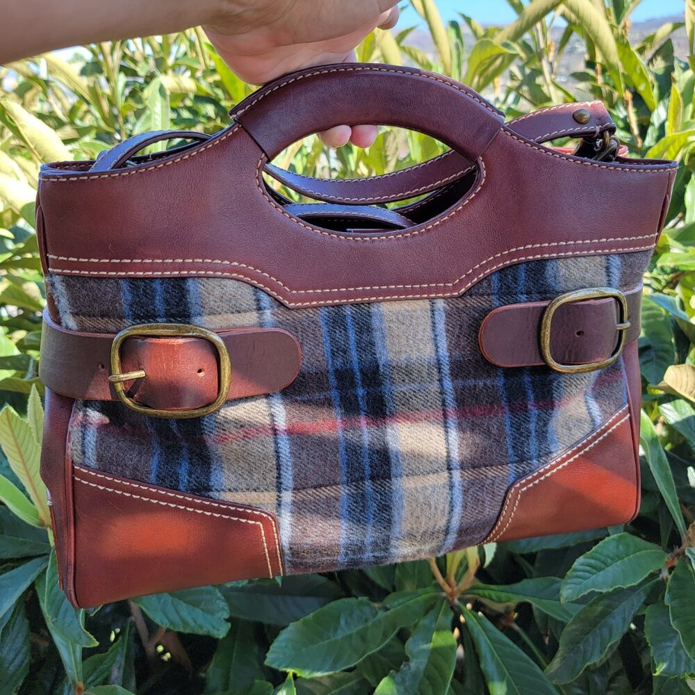 UGG unique vintage Y2K  plaid and leather satchel handbag